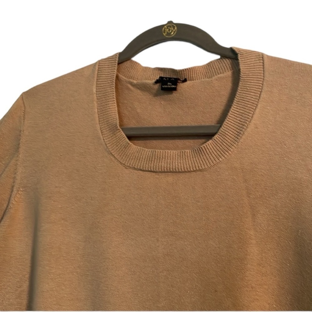 Iman sweater size 2X beige color long sleeve scoop neck plaid shirtlike hem - Picture 3 of 11